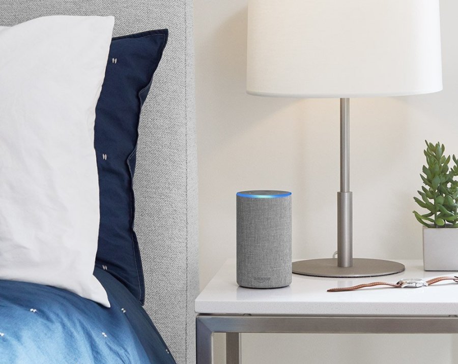 Amazon Alexa on a bedside table